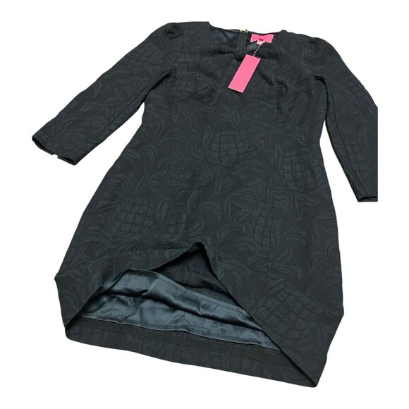 Lilly Pulitzer Kolton Stretch Shift Dress Size 4 Onyx Pineapple Pucker Jacquard - Picture 6 of 8